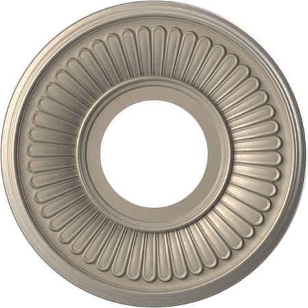 Ekena Millwork Berkshire PVC Medallion (Canopies up to 4 1/2"), 10"OD x 3 1/2"ID x 3/4"P, Metallic Silver Metallic CMP10BECSV
